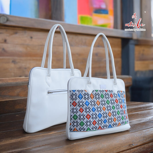 Colorful Geo Tote (white)