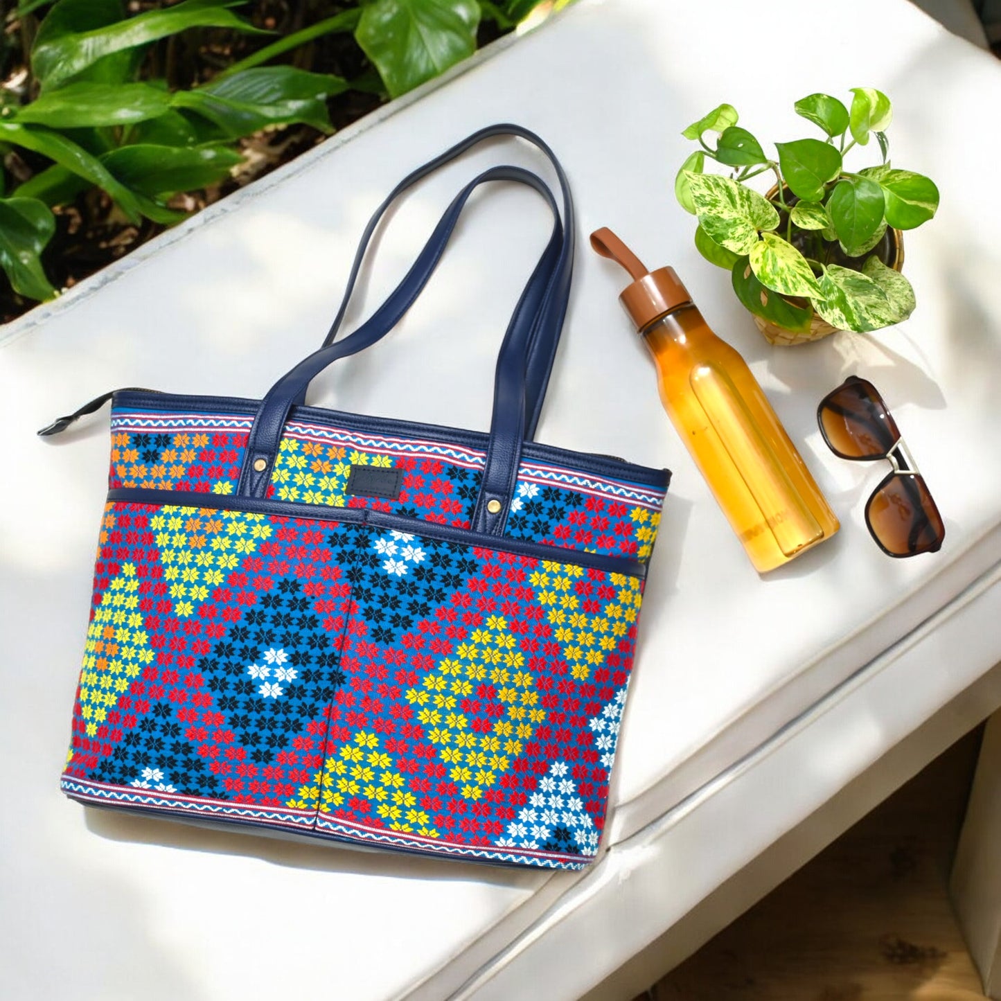 Colorful Oasis Tote (Blue 1)