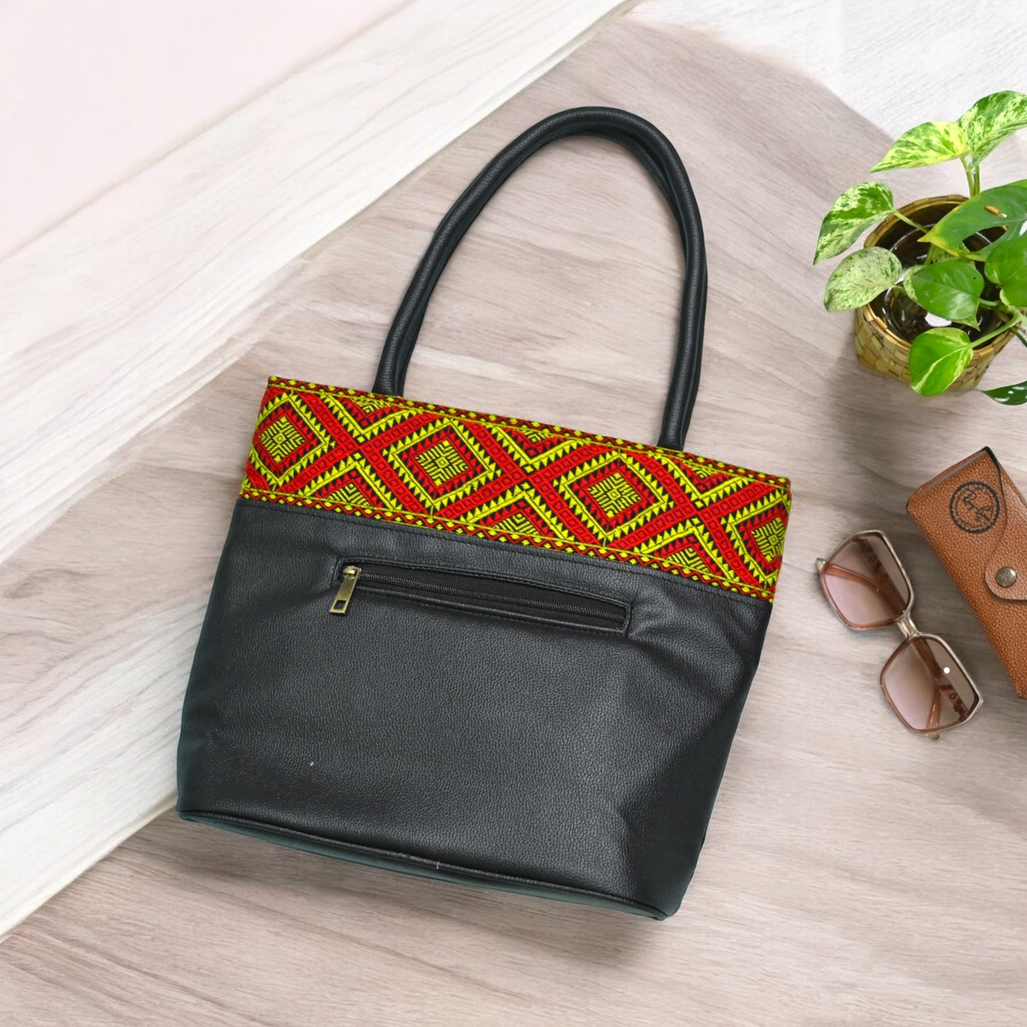 Premium Black & colorful Motif Bag PPT - 17