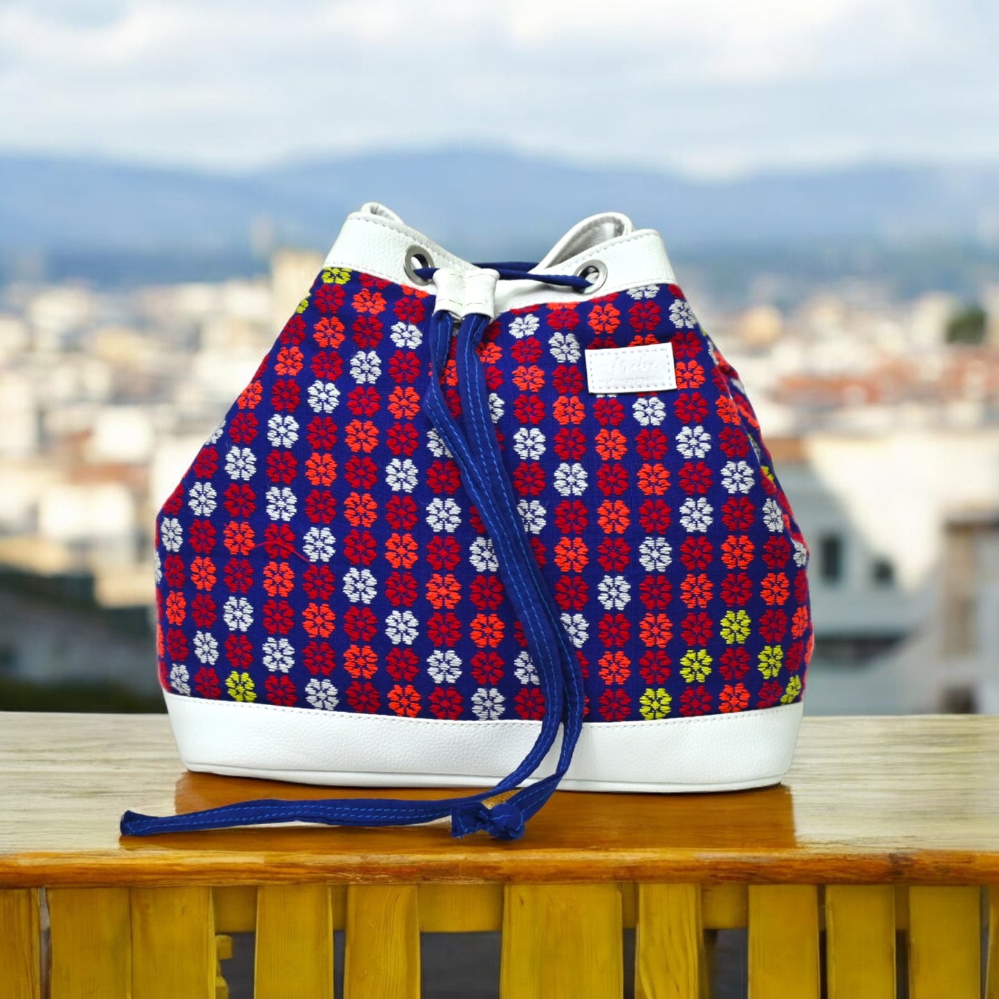 Floral Blue Bucket Bag