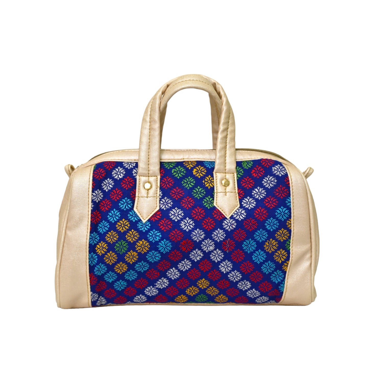 Premium Beige & blue Motif Mini Duffle