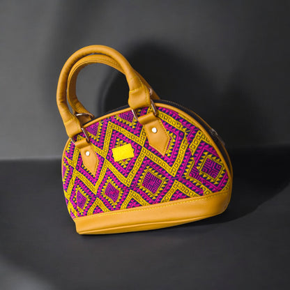 Ethnic tribal design handbag yellow