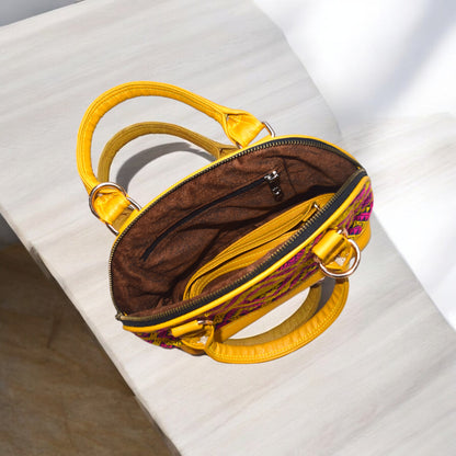 Ethnic tribal design handbag yellow