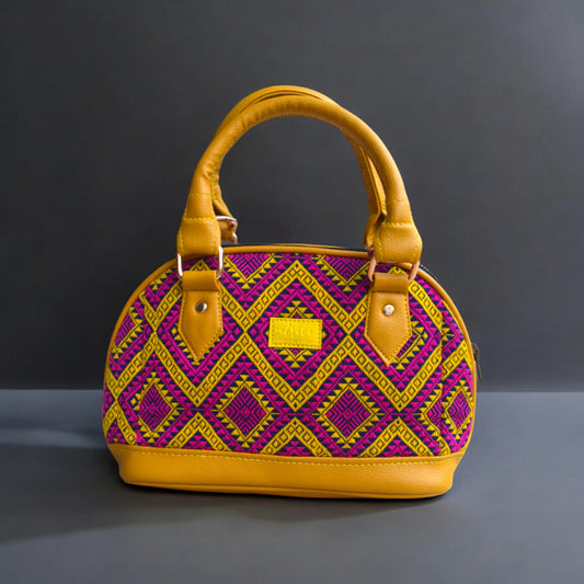 Ethnic tribal design handbag yellow